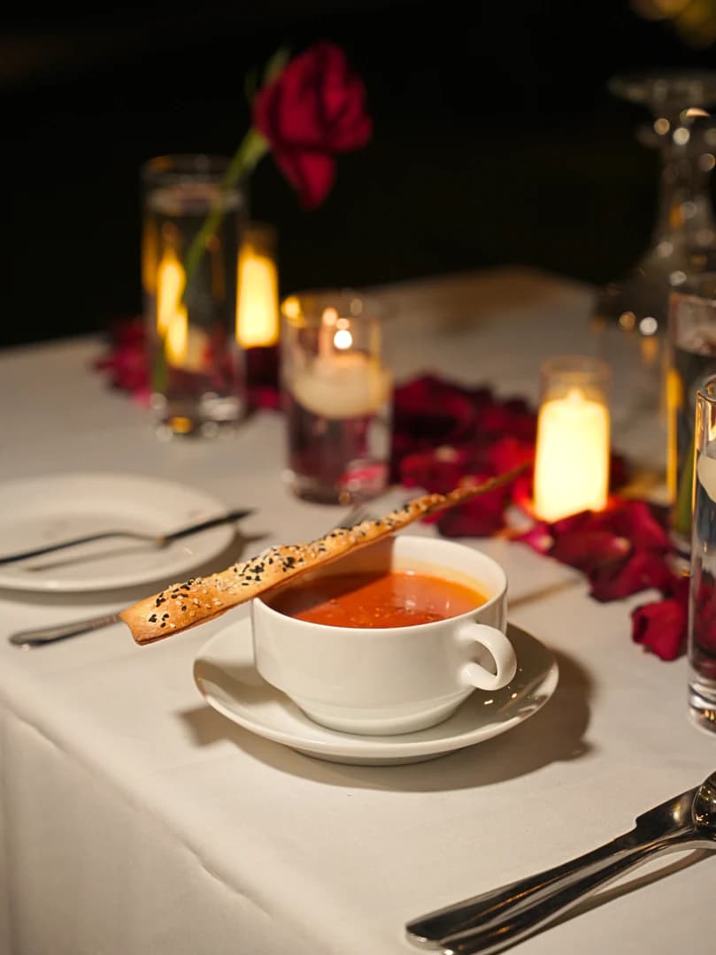 Intimate romantic evening dining experience for couples